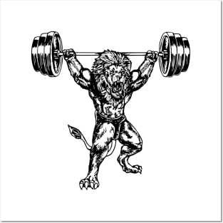 SEEMBO Lion Weight Lifting Barbells Fitness Gym Lift Workout Posters and Art